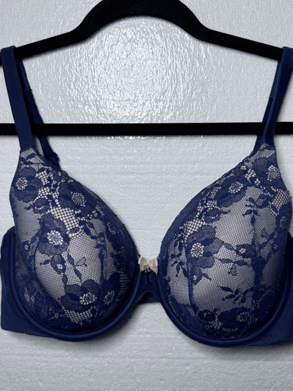 Victoria's Secret Body By Victoria Sz 36 DD Lined Perfect Coverage Bra Blue Lace